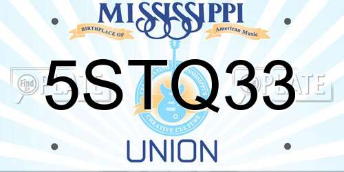 5STQ33 Mississippi License Plate