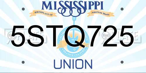 5STQ725 Mississippi License Plate