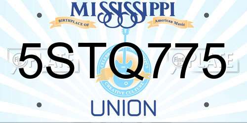 5STQ775 Mississippi License Plate