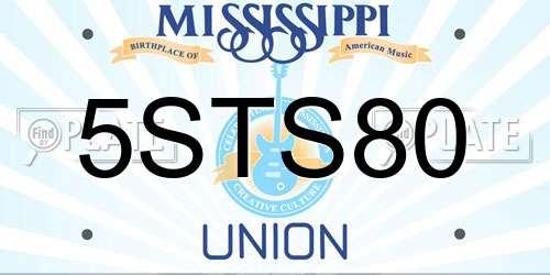5STS80 Mississippi License Plate