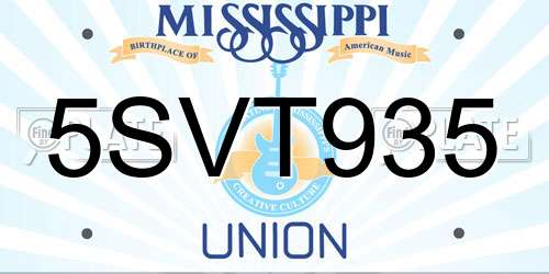 5SVT935 Mississippi License Plate