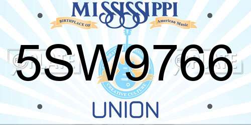 5SW9766 Mississippi License Plate