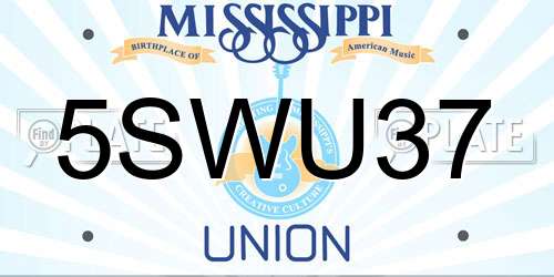 5SWU37 Mississippi License Plate