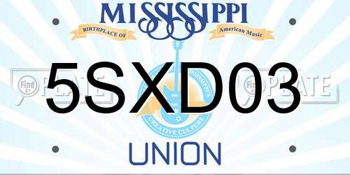 5SXD03 Mississippi License Plate