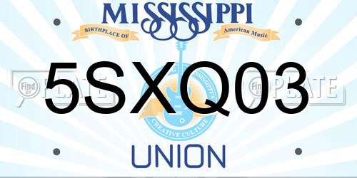 5SXQ03 Mississippi License Plate