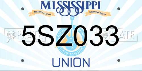 5SZ033 Mississippi License Plate