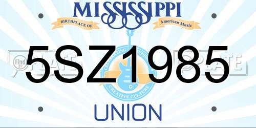 5SZ1985 Mississippi License Plate