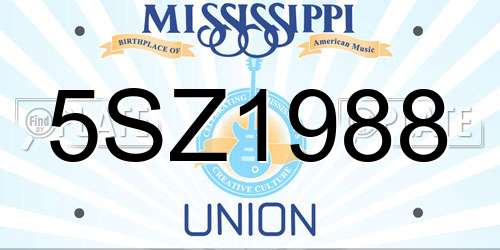 5SZ1988 Mississippi License Plate