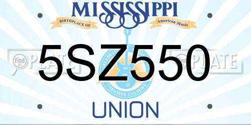 5SZ550 Mississippi License Plate