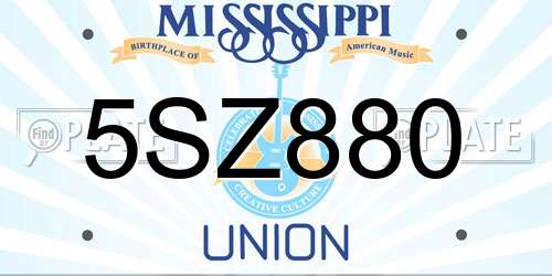 5SZ880 Mississippi License Plate