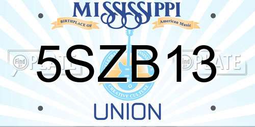 5SZB13 Mississippi License Plate
