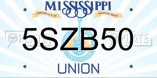 5SZB50 Mississippi License Plate