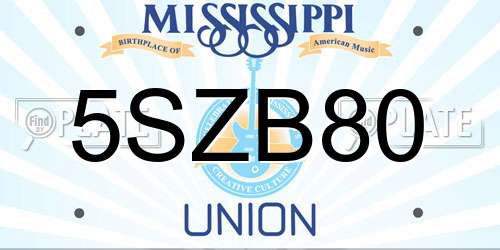 5SZB80 Mississippi License Plate