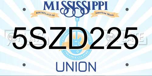 5SZD225 Mississippi License Plate