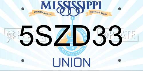 5SZD33 Mississippi License Plate