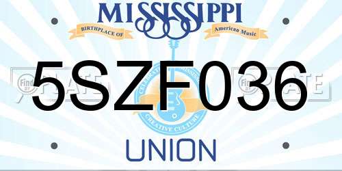 5SZF036 Mississippi License Plate