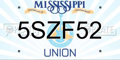 5SZF52 Mississippi License Plate