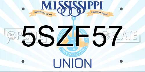 5SZF57 Mississippi License Plate