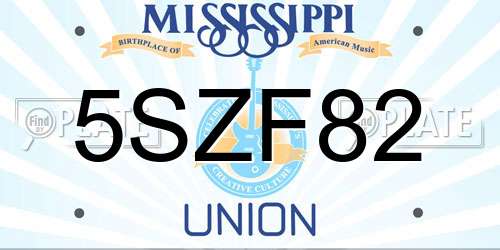 5SZF82 Mississippi License Plate