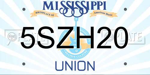5SZH20 Mississippi License Plate
