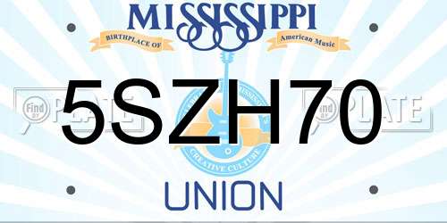 5SZH70 Mississippi License Plate