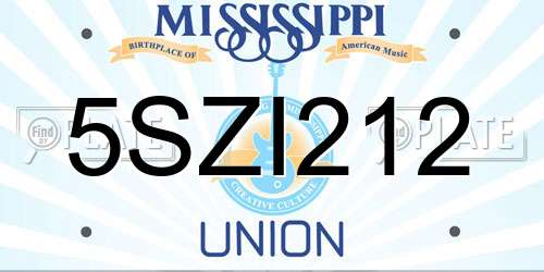 5SZI212 Mississippi License Plate