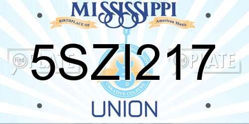 5SZI217 Mississippi License Plate