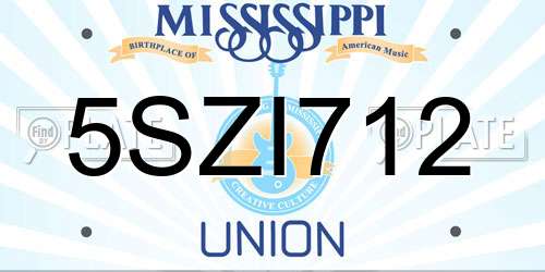 5SZI712 Mississippi License Plate