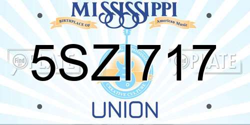 5SZI717 Mississippi License Plate