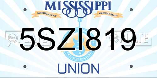 5SZI819 Mississippi License Plate