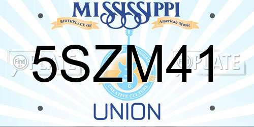 5SZM41 Mississippi License Plate