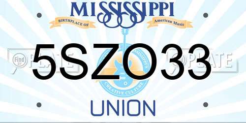 5SZO33 Mississippi License Plate