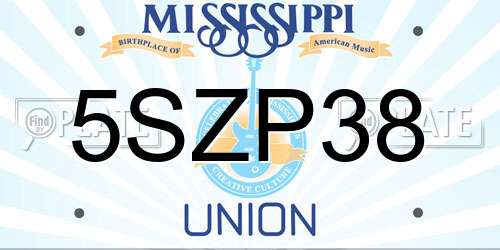 5SZP38 Mississippi License Plate