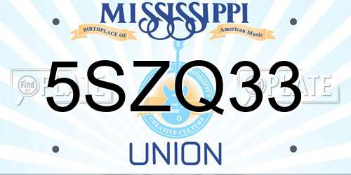 5SZQ33 Mississippi License Plate