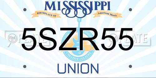 5SZR55 Mississippi License Plate