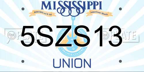 5SZS13 Mississippi License Plate