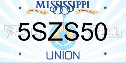 5SZS50 Mississippi License Plate