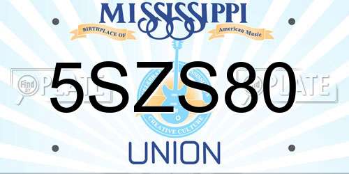 5SZS80 Mississippi License Plate