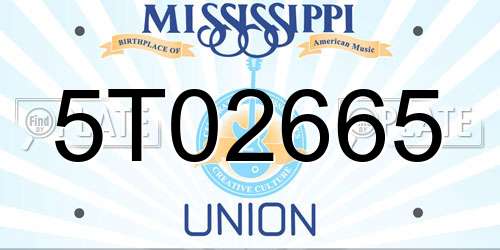5T02665 Mississippi License Plate