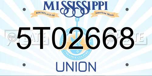 5T02668 Mississippi License Plate