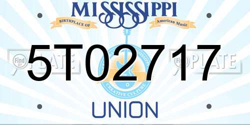 5T02717 Mississippi License Plate