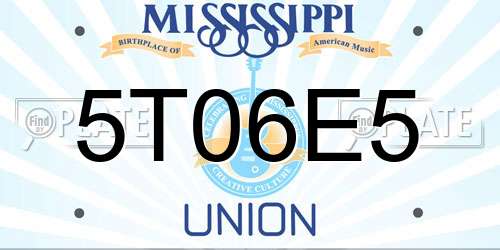 5T06E5 Mississippi License Plate