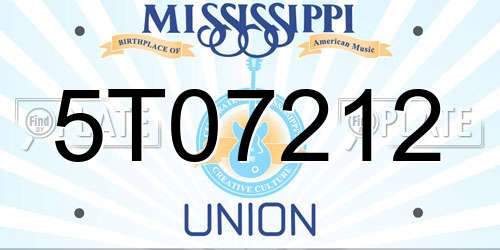 5T07212 Mississippi License Plate