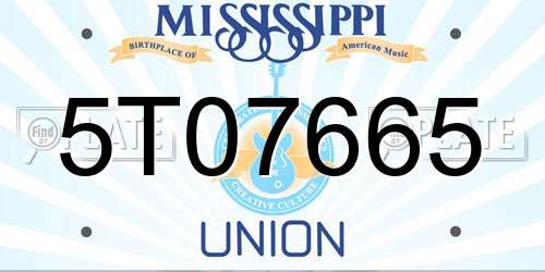 5T07665 Mississippi License Plate