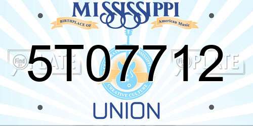 5T07712 Mississippi License Plate