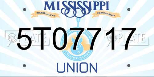 5T07717 Mississippi License Plate