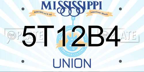 5T12B4 Mississippi License Plate