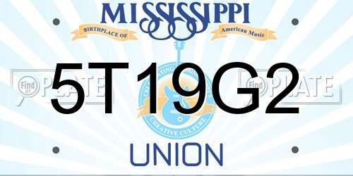 5T19G2 Mississippi License Plate