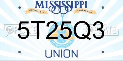 5T25Q3 Mississippi License Plate