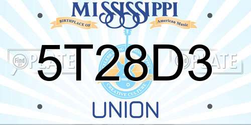5T28D3 Mississippi License Plate